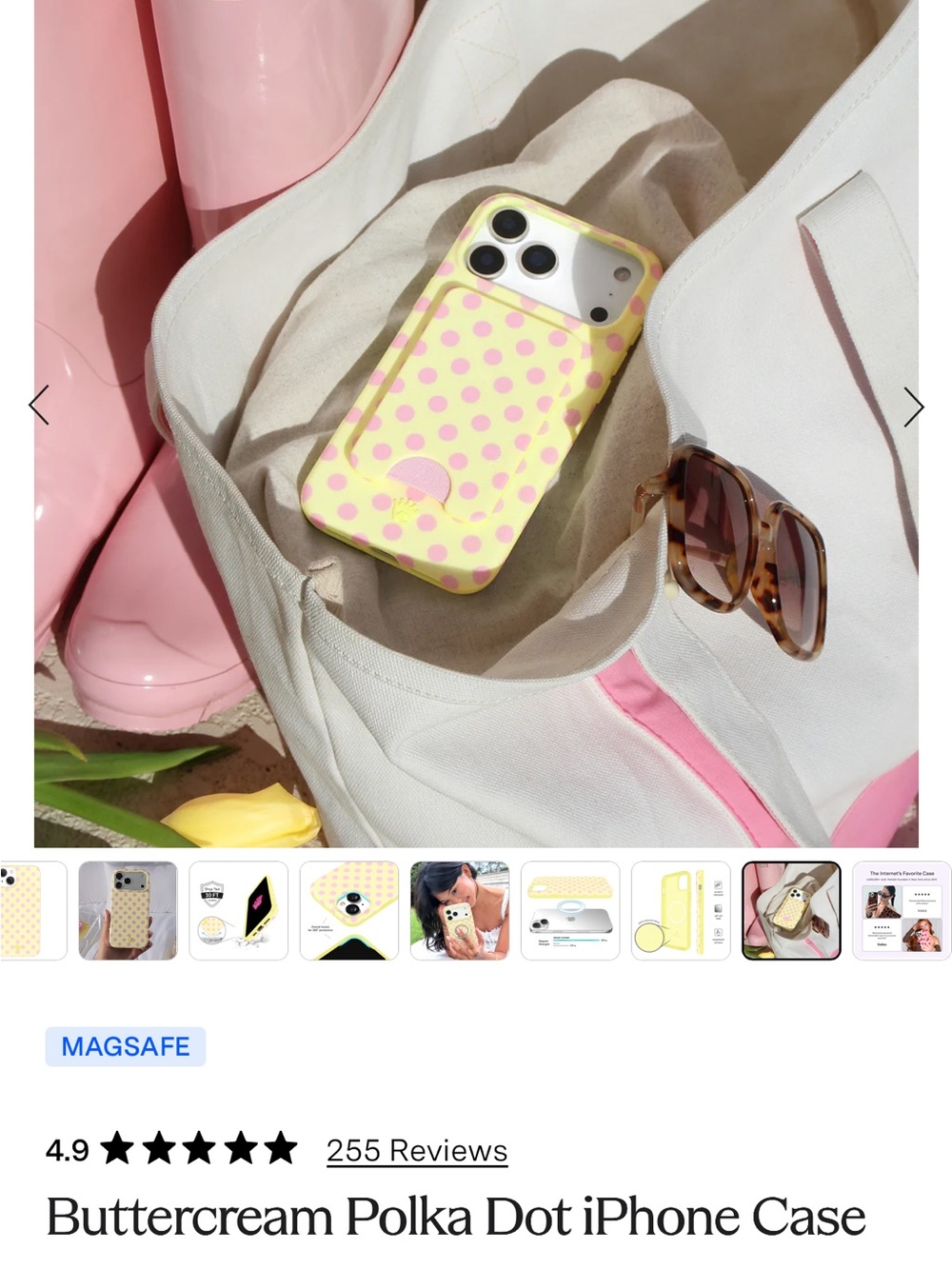 Buttercream Polka Dot iPhone Case with magnet wallet iPhone 15 plus